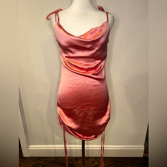 Cowl Satin Mini Dress - Picture 2 of 7
